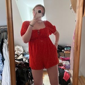 Red Romper w/ Pockets